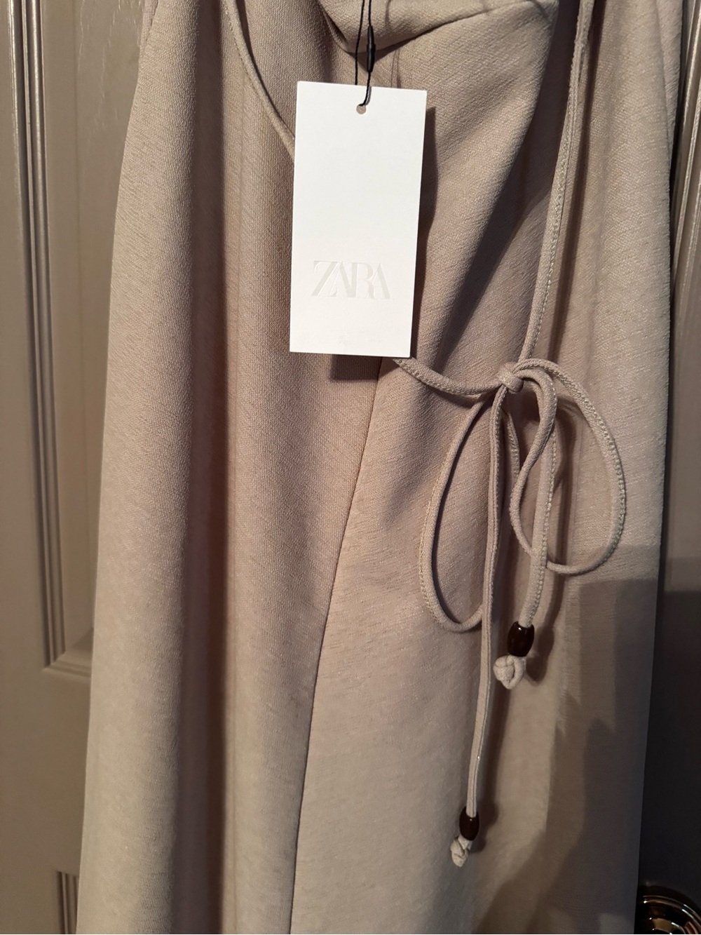 Zara Neutral Halter Midi Dress in Beige - Picture 4 of 4